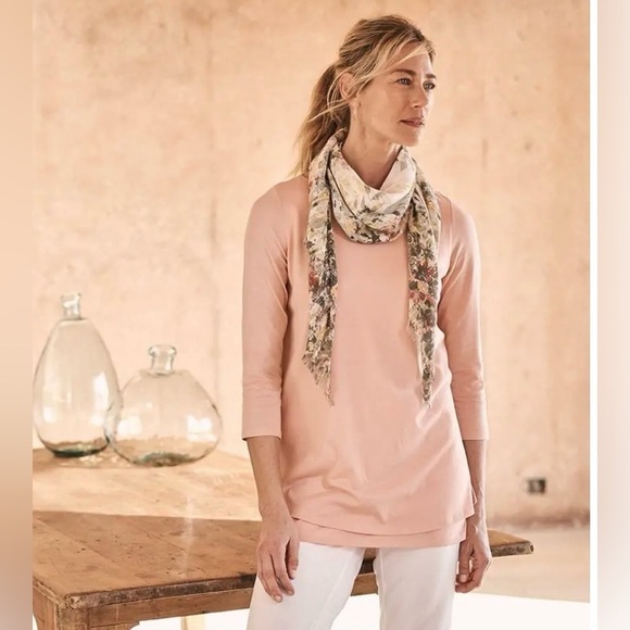 J. JILL Pure Jill Boatneck Layered 3/4 SLV Cotton Rich Peach Tunic SZ XL - Picture 2 of 15